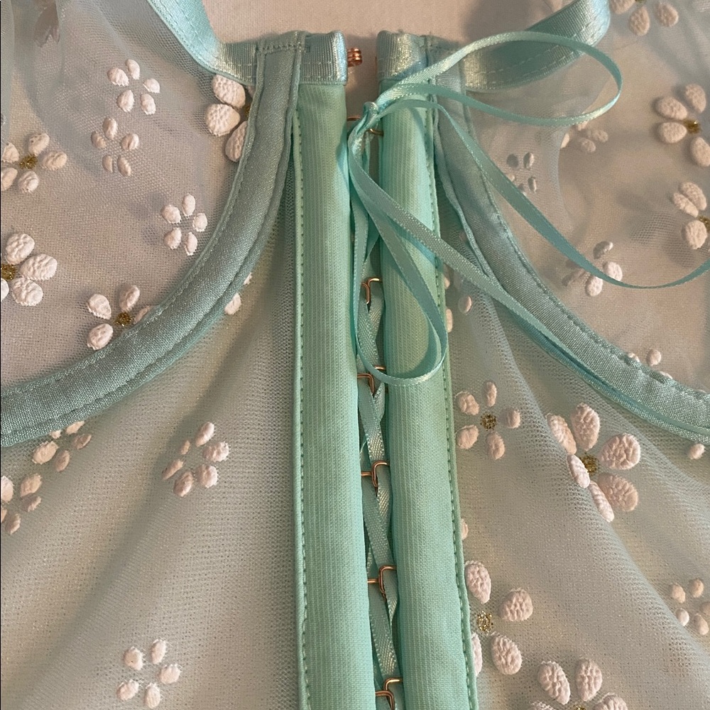 Savage X Fenty Puff Daisy Unlined Bustier Mint Hint Green Size Large - Picture 10 of 16